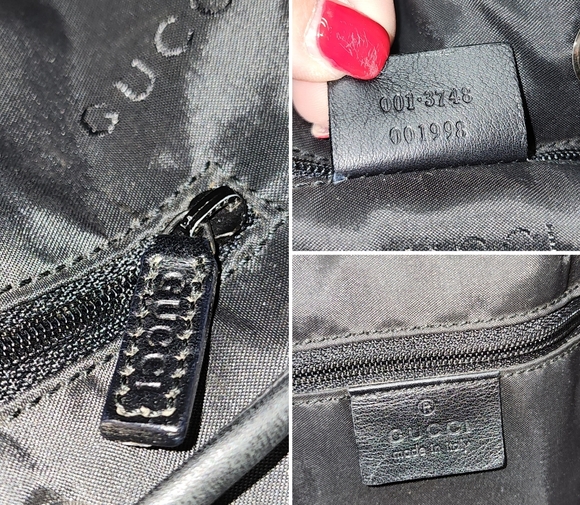 Authentic Gucci Shoulder Tote Drawstring Black Leather Bag W/ Dust Bag - Picture 15 of 17